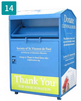 caja del descenso de la donación de la ropa de la altura del 1.7m para la ropa de la colección de la caridad
