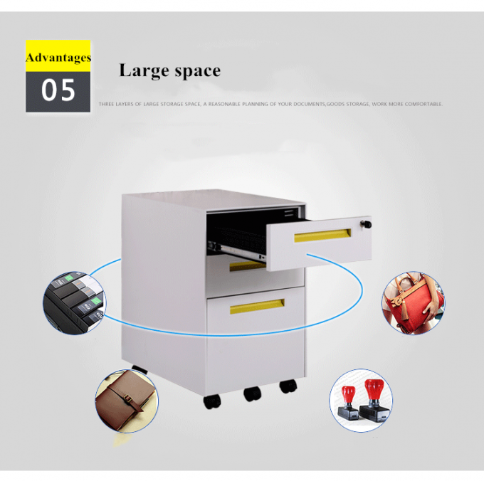 Gabinete movible de acero modificado para requisitos particulares hermoso diseño colorido de 3 cajones de la oficina de los muebles de oficinas